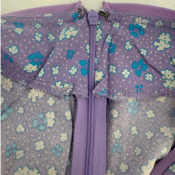 NWT Free People Irl Floral Ice Combo Viscose Purple Silky Mini Slip Skirt Size 4 - Picture 6 of 8